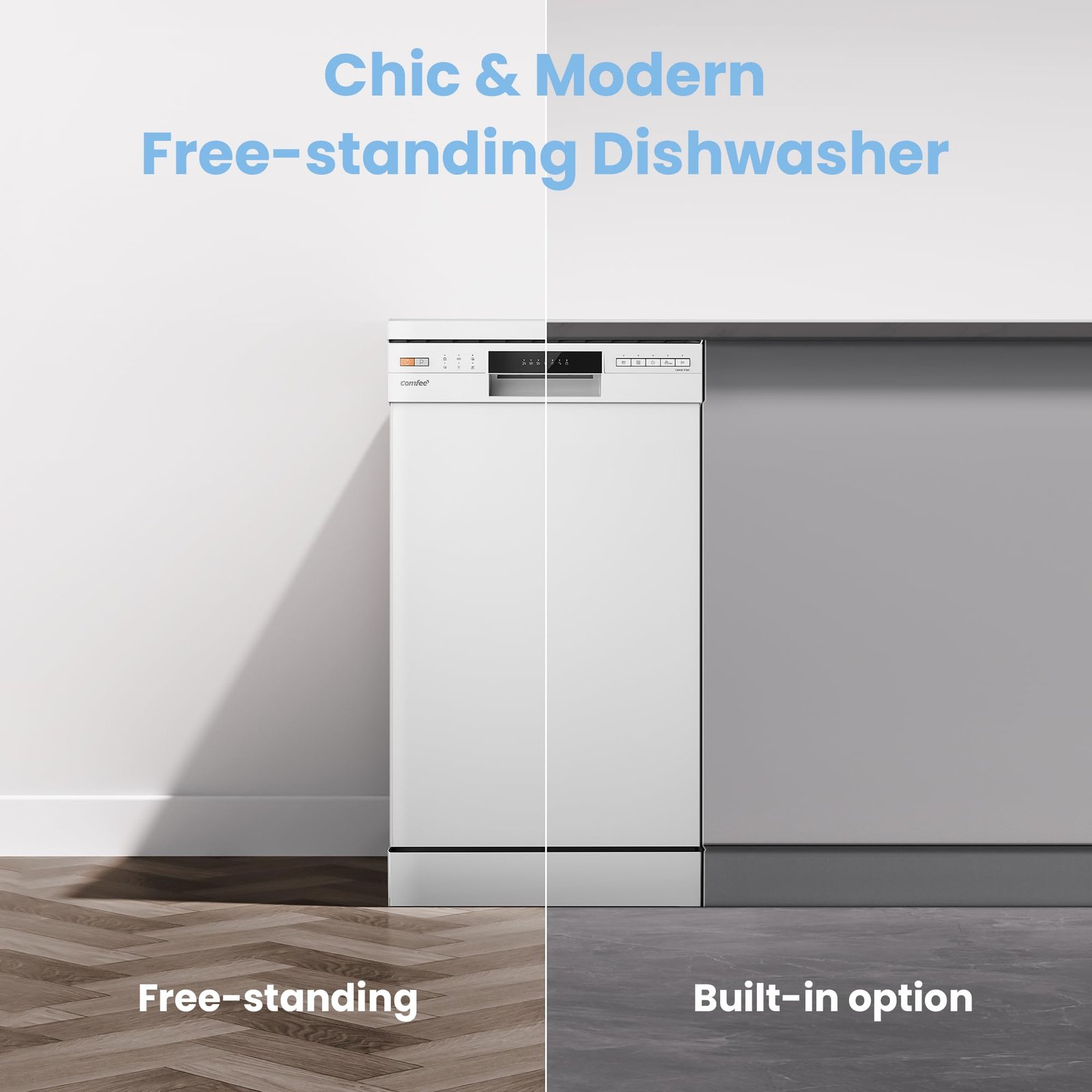 COMFEE' Freestanding Dishwasher CDWEF1034BW-UK 45cm Width, Slimline Dishwasher with 10 place settings - Image 5