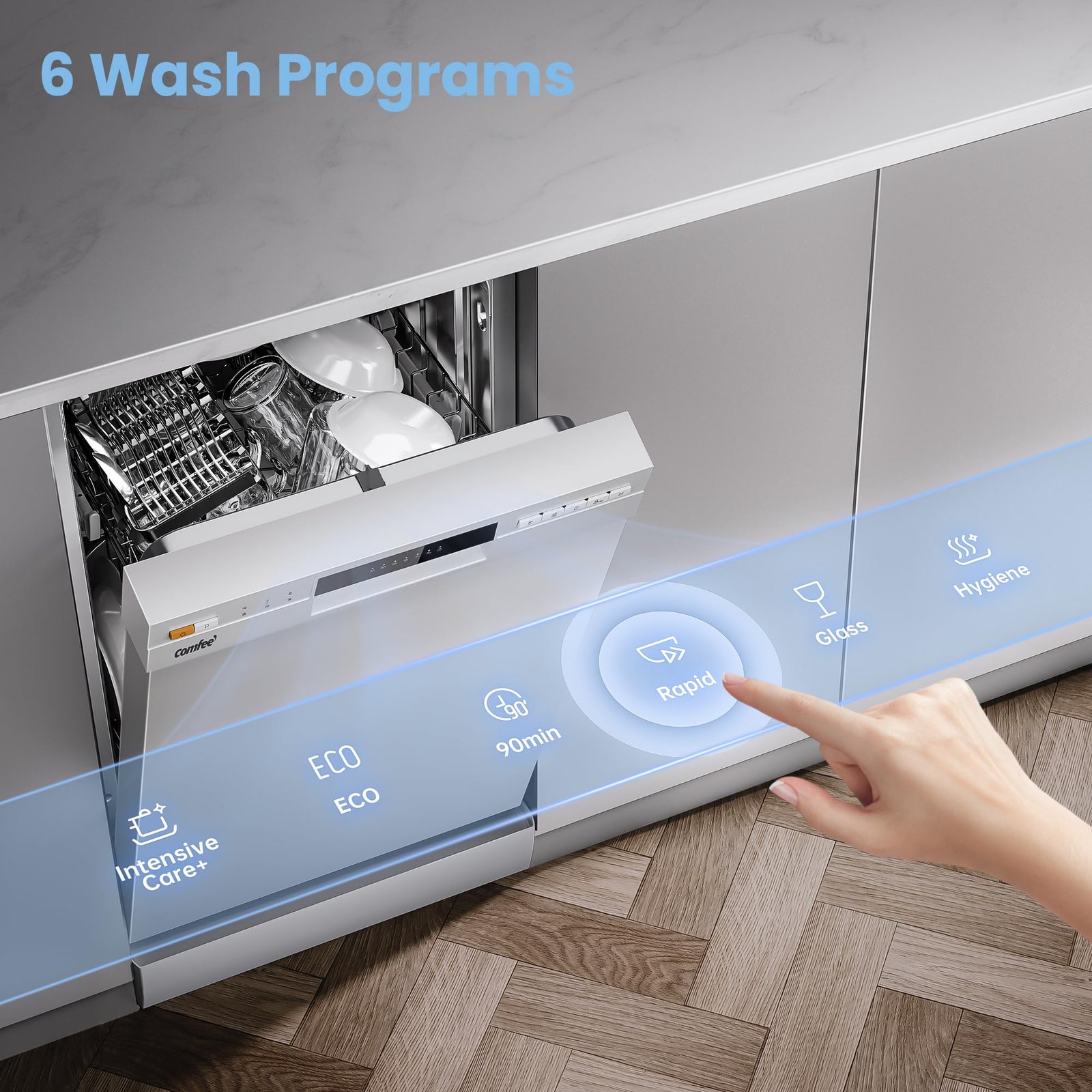 COMFEE' Freestanding Dishwasher CDWEF1034BW-UK 45cm Width, Slimline Dishwasher with 10 place settings - Image 7