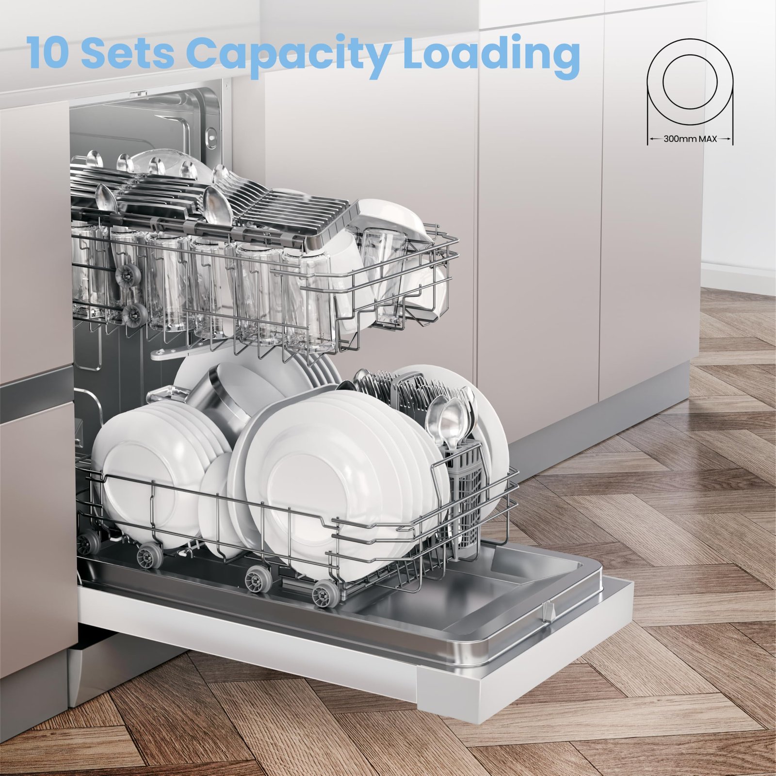 COMFEE' Freestanding Dishwasher CDWEF1034BW-UK 45cm Width, Slimline Dishwasher with 10 place settings - Image 8